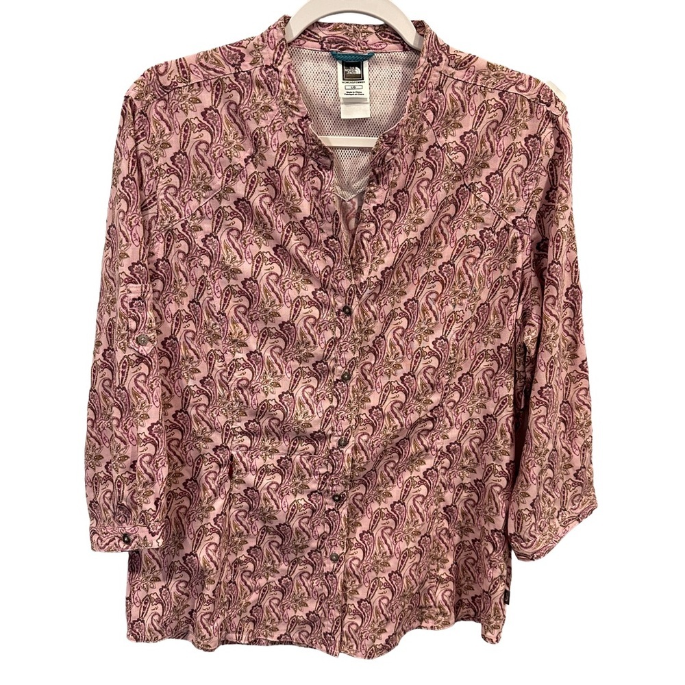 The North Face Pink‎ Paisley Button Front Blouse Zippered pockets